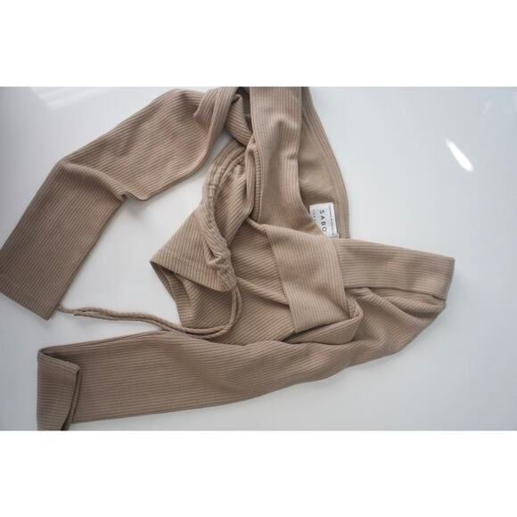 SABO Ribbed Long-Sleeve Wrap Crop Top – Size S - Picture 3 of 4